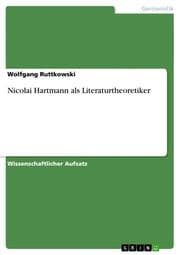 Cover von Nicolai Hartmann als Literaturtheoretiker