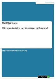 Cover von Die Ministerialen der Zähringer in Burgund