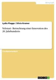Cover von Velotaxi - Betrachtung einer Innovation des 20.Jahrhunderts