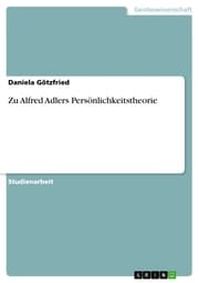 Cover von Zu Alfred Adlers Persönlichkeitstheorie