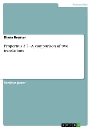Cover von Propertius 2.7 - A comparison of two translations