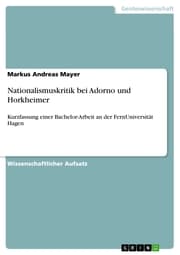 Cover von Nationalismuskritik bei Adorno und Horkheimer