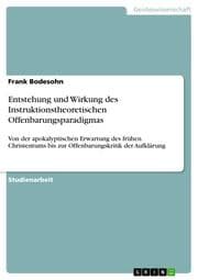 Cover von Entstehung und Wirkung des Instruktionstheoretischen Offenbarungsparadigmas