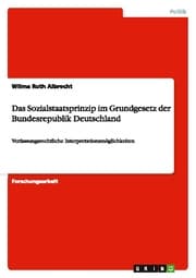 Cover von Das Sozialstaatsprinzip im Grundgesetz der Bundesrepublik Deutschland