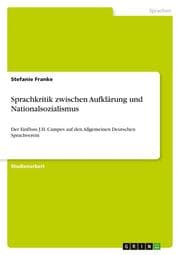 Cover von Sprachkritik zwischen Aufklärung und Nationalsozialismus