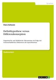 Cover von Defizithypothese versus Differenzkonzeption