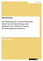 Cover von Das Marketing als ein entscheidender Faktor bei der Entwicklung einer Kunden-Service-Einheit in einem Versicherungsunternehmen