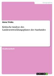 Cover von Kritische Analyse des Landesentwicklungsplanes des Saarlandes