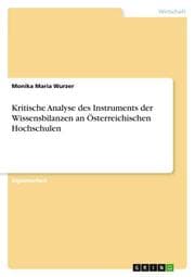 Cover von Kritische Analyse des Instruments der Wissensbilanzen an Österreichischen Hochschulen
