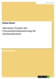Cover von Alternative Formen der Unternehmensfinanzierung für Autohausbetriebe