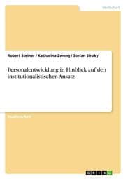 Cover von Personalentwicklung in Hinblick auf den institutionalistischen Ansatz
