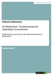 Cover von Zu Birnbachers 'Verantwortung für zukünftige Generationen'