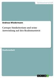 Cover von Carnaps Sinnkriterium und seine Anwendung auf den Realismusstreit