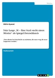 Cover von Fritz Langs M - Eine Stadt sucht einen Mörder als Spiegel Deutschlands