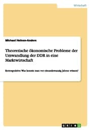 Cover von Theoretische ökonomische Probleme der Umwandlung der DDR in eine Marktwirtschaft
