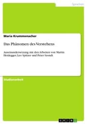 Cover von Das Phänomen des Verstehens