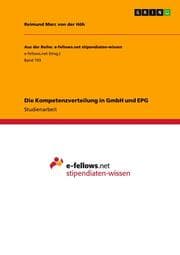 Cover von Die Kompetenzverteilung in GmbH und EPG