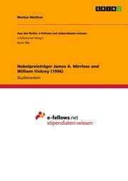 Cover von Nobelpreisträger James A.Mirrlees und William Vickrey (1996)