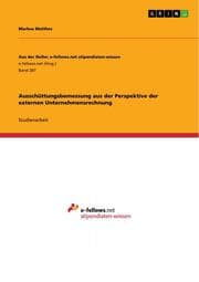 Cover von Ausschüttungsbemessung aus der Perspektive der externen Unternehmensrechnung