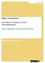Cover von Der Faktor 'Vertrauen' beim Immobilienkauf