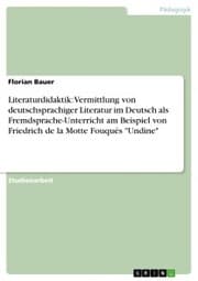Cover von Literaturdidaktik: Vermittlung von deutschsprachiger Literatur im Deutsch als Fremdsprache-Unterricht am Beispiel von Friedrich de la Motte Fouqués 'Undine'