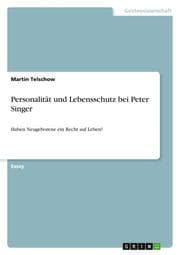 Cover von Personalität und Lebensschutz bei Peter Singer
