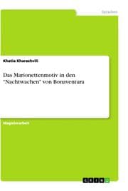 Cover von Das Marionettenmotiv in den 'Nachtwachen' von Bonaventura