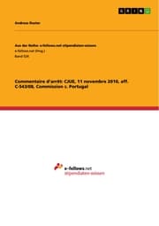 Cover von Commentaire d'arrêt: CJUE, 11 novembre 2010, aff. C-543/08, Commission c. Portugal