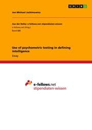 Cover von Use of psychometric testing in defining intelligence