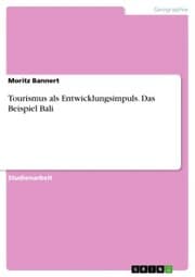 Cover von Tourismus als Entwicklungsimpuls. Das Beispiel Bali