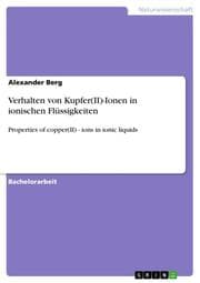 Cover von Verhalten von Kupfer(II)-Ionen in ionischen Flüssigkeiten