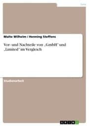 Cover von Vor- und Nachteile von 'GmbH' und 'Limited' im Vergleich