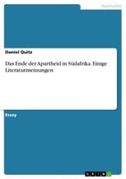 Cover von Das Ende der Apartheid in Südafrika. Einige Literaturmeinungen