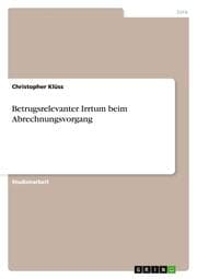 Cover von Betrugsrelevanter Irrtum beim Abrechnungsvorgang