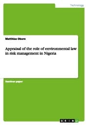 Cover von Appraisal of the role of environmental law in risk management in Nigeria