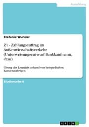 Cover von Z1 - Zahlungsauftrag im Außenwirtschaftsverkehr (Unterweisungsentwurf Bankkaufmann,-frau)