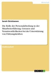 Cover von Die Rolle der Personalabteilung in der Mitarbeiterführung. Grenzen und Verantwortlichkeiten bei der Unterstützung von Führungskräften