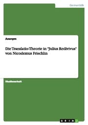 Cover von Die Translatio-Theorie in 'Julius Redivivus' von Nicodemus Frischlin