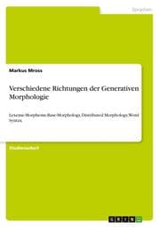 Cover von Verschiedene Richtungen der Generativen Morphologie