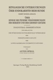 Cover von Histologische Untersuchungen Über Endokarditis Beim Hunde