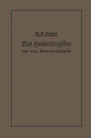 Cover von Das Handelsregister und seine Rechtsverhältnisse