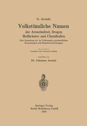 Cover von Volkstümliche Namen der Arzneimittel, Drogen Heilkräuter und Chemikalien