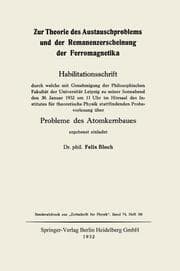 Cover von Zur Theorie des Austauschproblems und der Remanenzerscheinung der Ferromagnetika