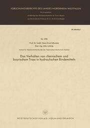 Cover von Das Verhalten von rheinischem und bayrischem Trass in hydraulischen Bindemitteln
