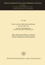 Cover von Über die ferritische Phase im Zement und ihr Verhalten bei der Hydratation