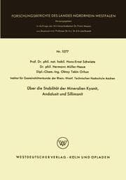 Cover von Über die Stabilität der Mineralien Kyanit, Andalusit und Sillimanit