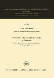 Cover von Wirtschaftswachstum und Kulturwandel in Hongkong