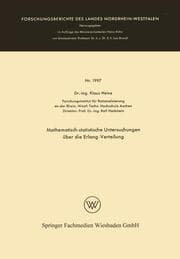 Cover von Mathematisch-statistische Untersuchungen über die Erlang-Verteilung