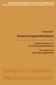 Cover von Vorbemerkungen zur Versicherungsbetriebslehre