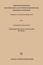 Cover von Untersuchungen über Aceton als Lösungsmittel für Acetylen